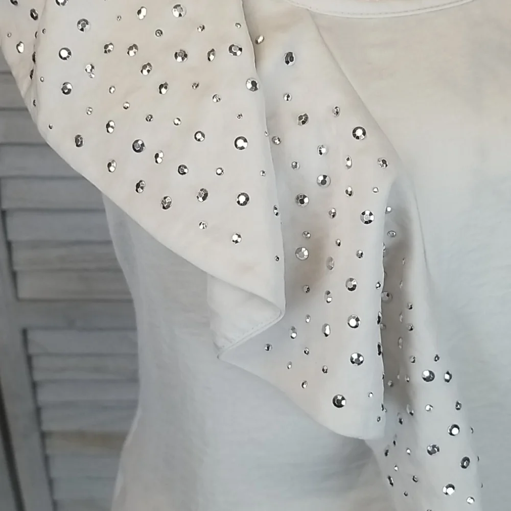 Metallic Studded Armani Exchange Sleeveless Blouse, S/P - Picture 2 of 8
